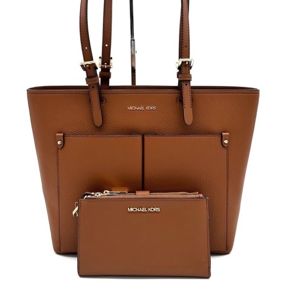 Michael Kors Jet Set Medium Pocket Tote Bag & Large Double Zip Wallet Luggage - Picture 6 of 16